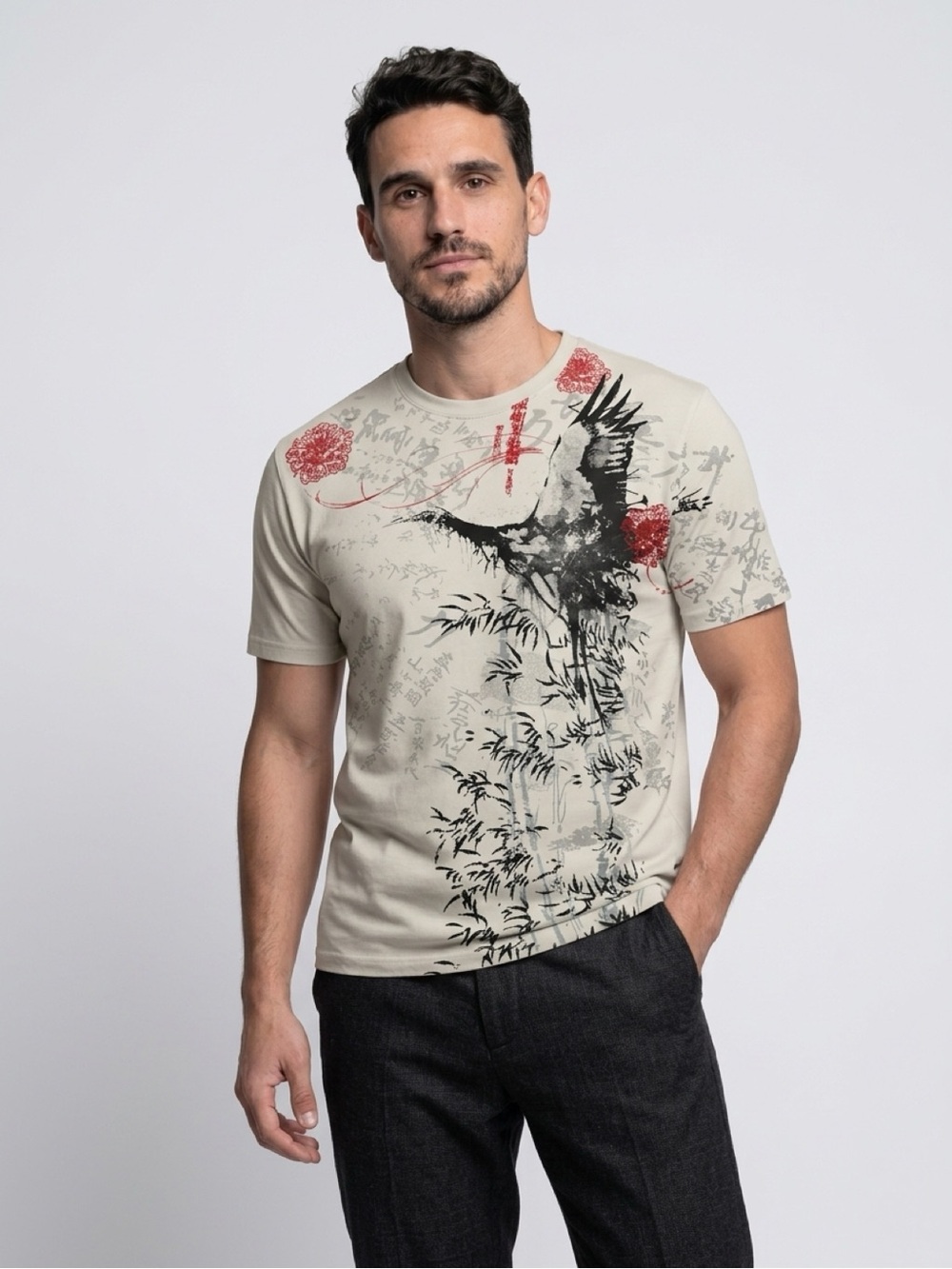 Monarchy Graphic T-Shirt Gray
Crane Bird Print Los Angeles